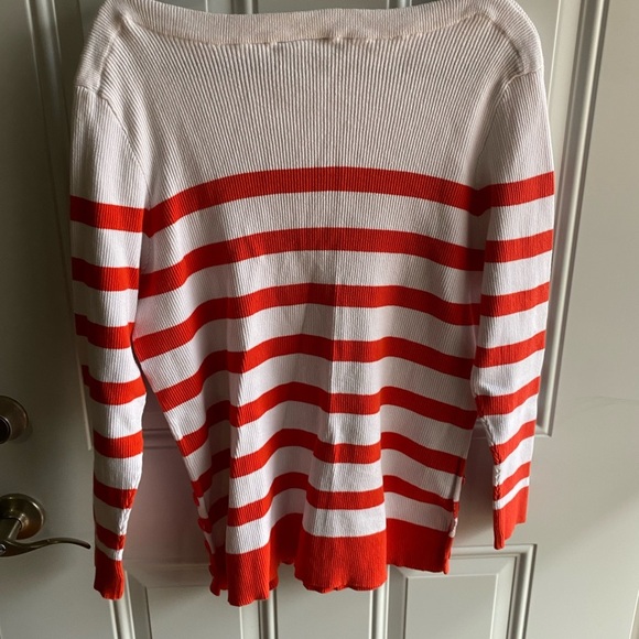 Lane Bryant Size 26/28 Red And White Striped Sweater EUC  Boatneck  Plus Size - Picture 5 of 8